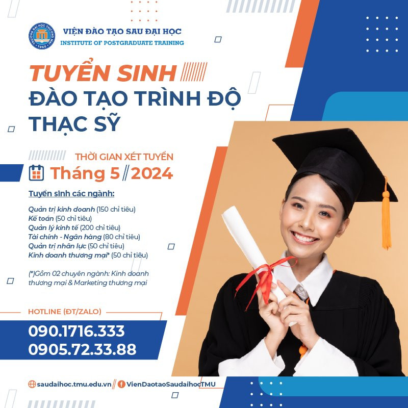 Hướng dẫn nộp hồ sơ tuyển sinh Thạc sĩ Đợt 1 năm 2024