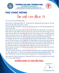 THƯ CHÀO MỪNG CÁC BẠN TÂN SINH VIÊN TƯƠNG LAI KHOA KINH TẾ VÀ KINH DOANH QUỐC TẾ CỦA THẦY TRƯỞNG KHOA : TS. NGUYỄN DUY ĐẠT